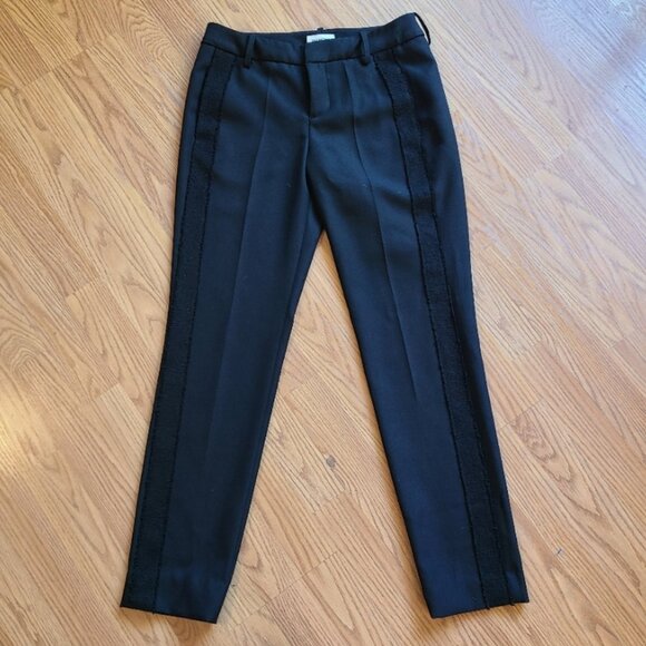 ZADIG & VOLTAIRE 100% WOOL TUXEDO STRIPE PRUNE BANDS TAPERED TROUSER PANT sz 34 - Picture 2 of 8